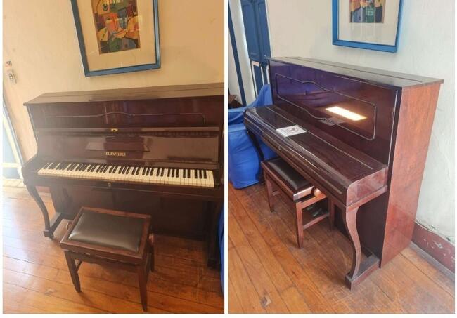 PIANO, CRISTALEIRA, MÓVEIS E VITRINE ANTIGA DE VIDRO - (LEILÃO CAEX 17)