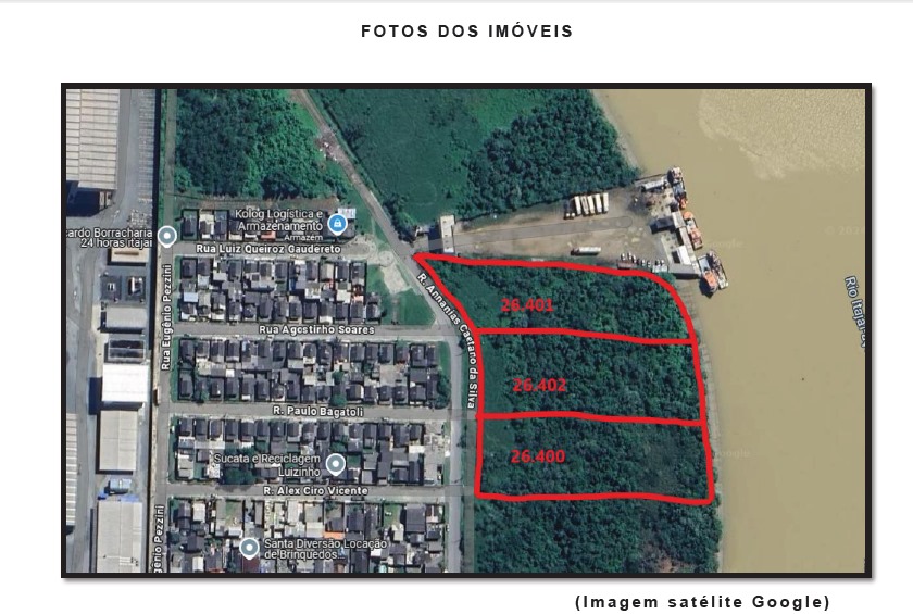 TERRENO URBANO ÁREA 6.890M² FUNDOS NA MARGEM DO RIO ITAJAÍ-AÇÚ - IDEAL PARA MOVIMENTAÇÃO DE CONTAINER´S - LOGISTICA - INSTALAÇÃO PORTO - NO BAIRRO CORDEIROS EM ITAJAÍ/SC