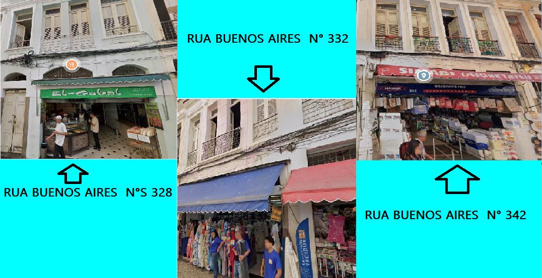 CAEX Nº 83 - 3 IMÓVEIS NA RUA BUENOS AIRES  N°S 328, 332 E 342