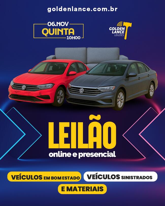 LEILÃO ONLINE E PRESENCIAL DE VEÍCULOS E MATERIAIS