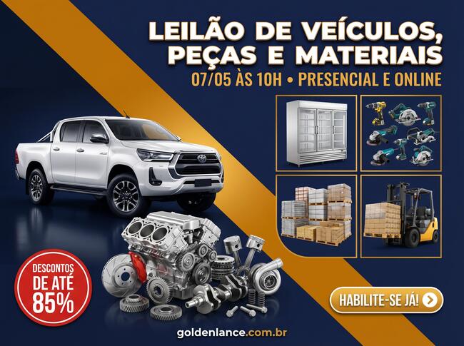 Super Leilão de Veículos - Peças - Materiais