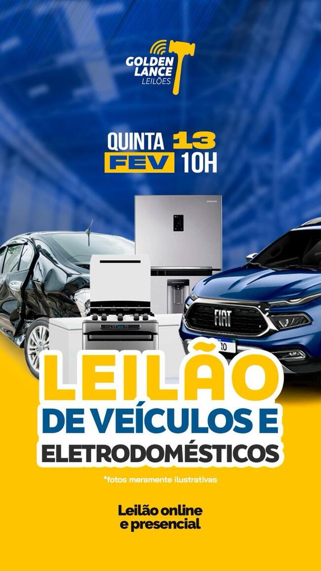 LEILÃO ONLINE E PRESENCIAL DE VEÍCULOS E MATERIAIS DIVERSOS
