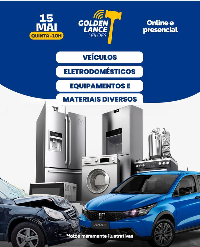 LEILÃO ONLINE E PRESENCIAL DE VEÍCULOS E MATERIAIS