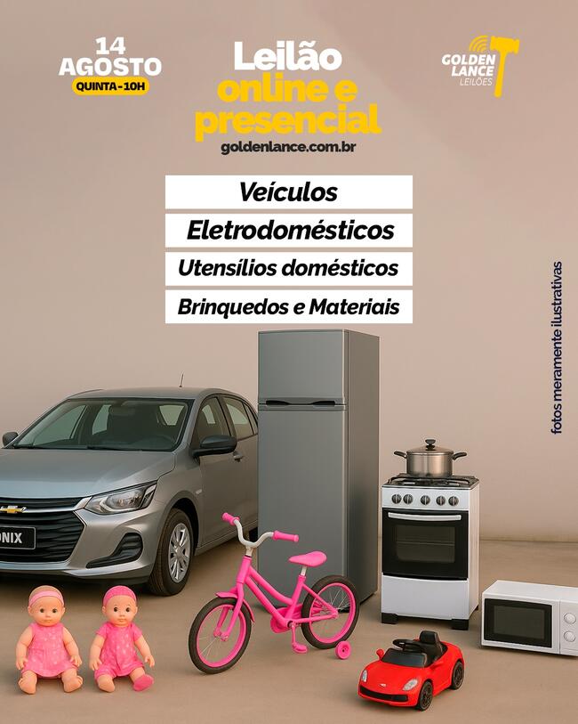 LEILÃO ONLINE E PRESENCIAL DE VEÍCULOS E MATERIAIS DIVERSOS