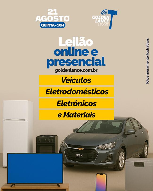 GRANDE LEILÃO ONLINE E PRESENCIAL DE VEÍCULOS E MATERIAIS