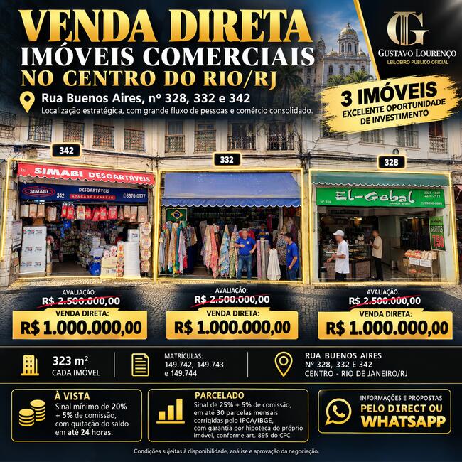 LOJAS DE 323M² NO CENTRO DO RIO