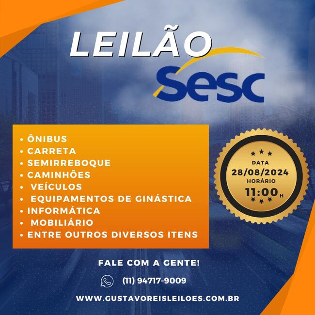 Leilão SESC -Caminhões, veículo, diversos equipamentos de ginástica, informática e mobiliário.