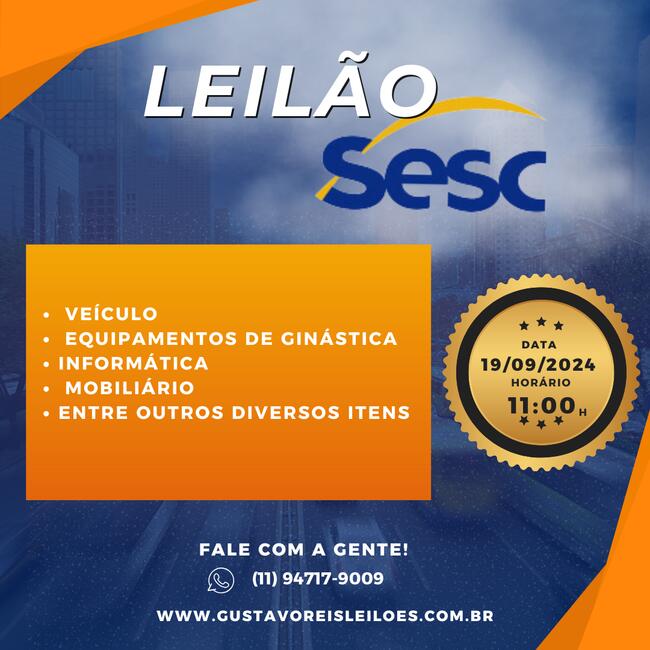 Leilão SESC -  Veículo, Containers, Cabos e diversos equipamentos de ginástica, informática e mobiliário.