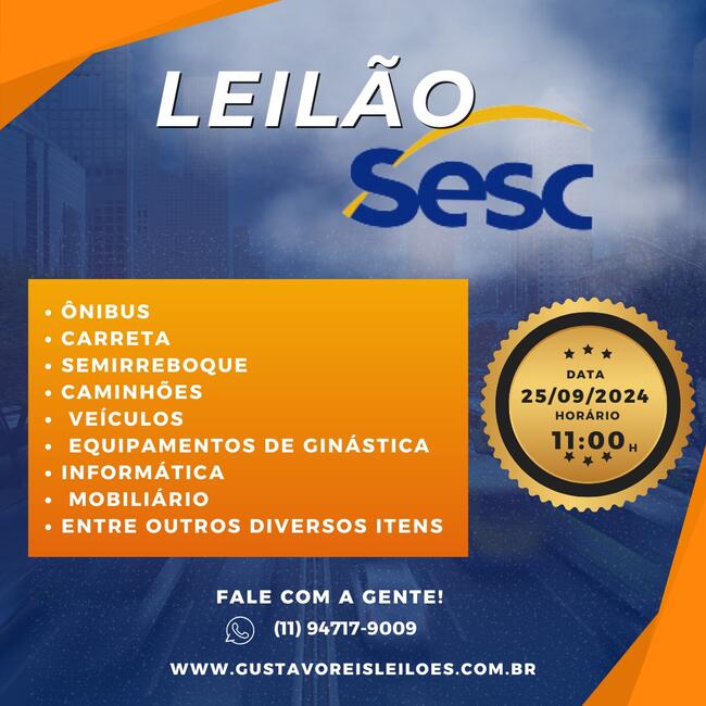 Leilão SESC -Caminhões, veículo, diversos equipamentos de ginástica, informática e mobiliário.
