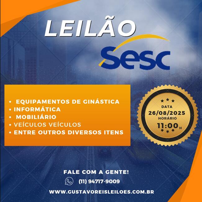 Leilão SESC - Equipamentos de ginástica, informática e mobiliário. Diversos bens