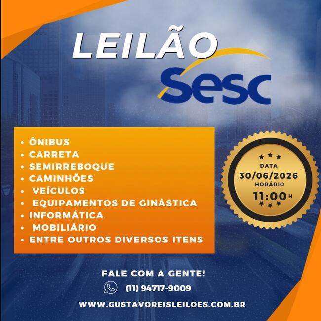 Leilão SESC - Equipamentos de ginástica, informática e mobiliário. Diversos bens