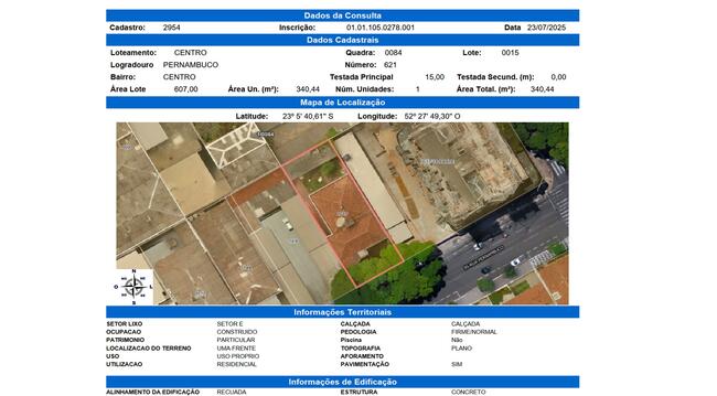Imóvel C/ 637,50m² Em Paranavaí/pr, localizado em Paranavaí - PR