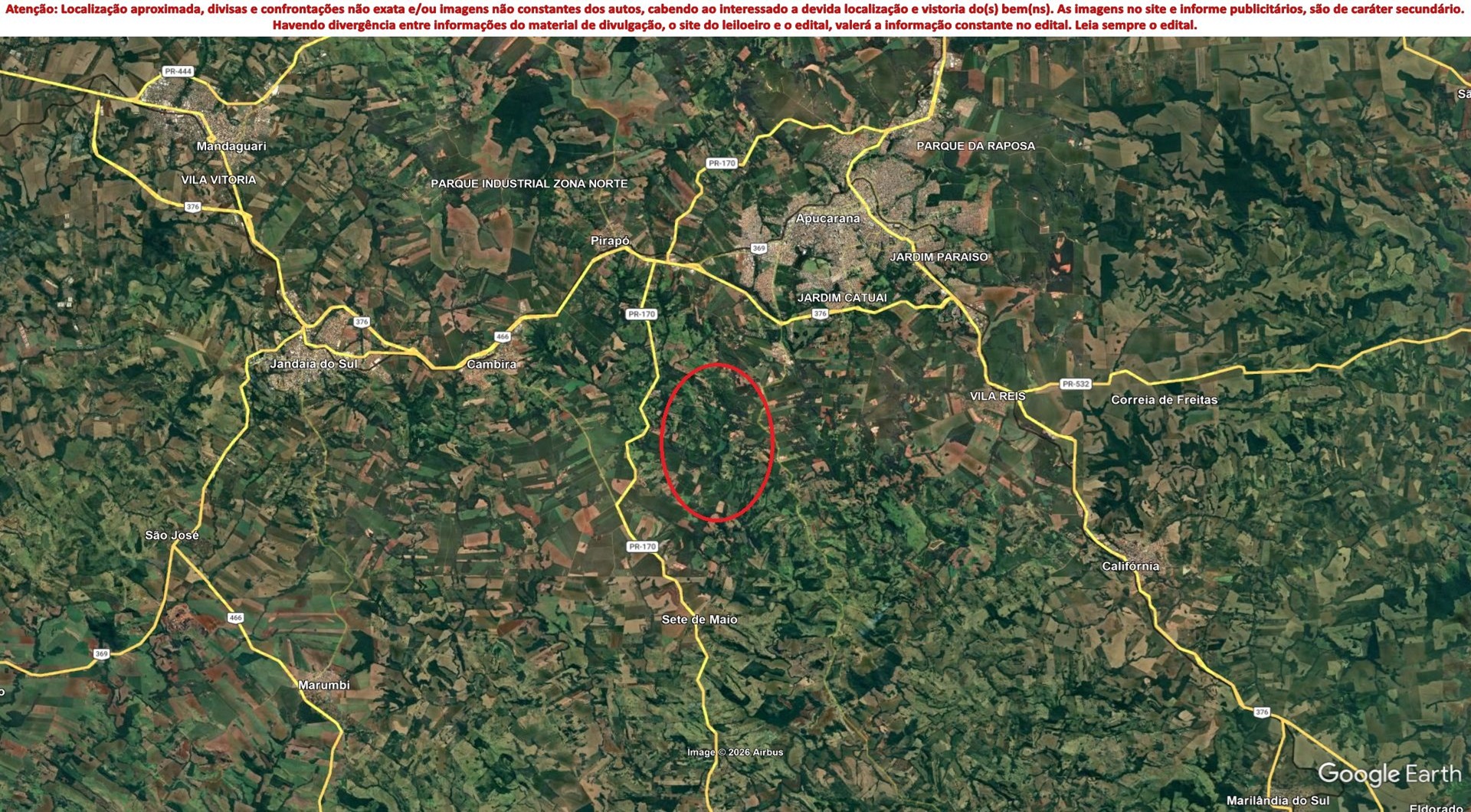 Leilão de Rural Imóvel em Apucarana/PR - Lance Inicial R$ 428.474 - Judicial