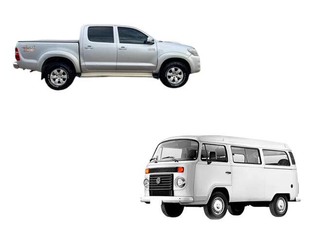 Toyota Hilux 2012 e VW Kombi 1987