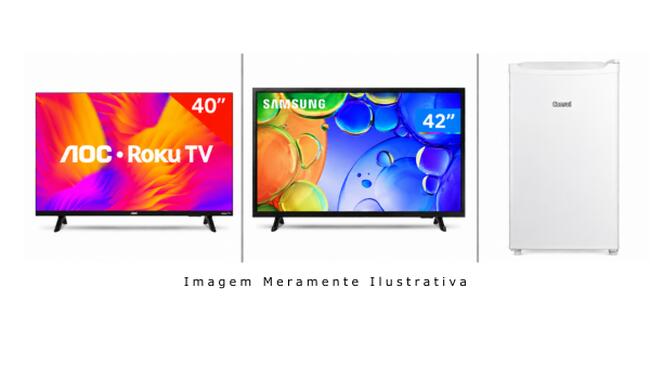 Televisor modelo AOC, televisor marca Samsung e frigobar marca Consul