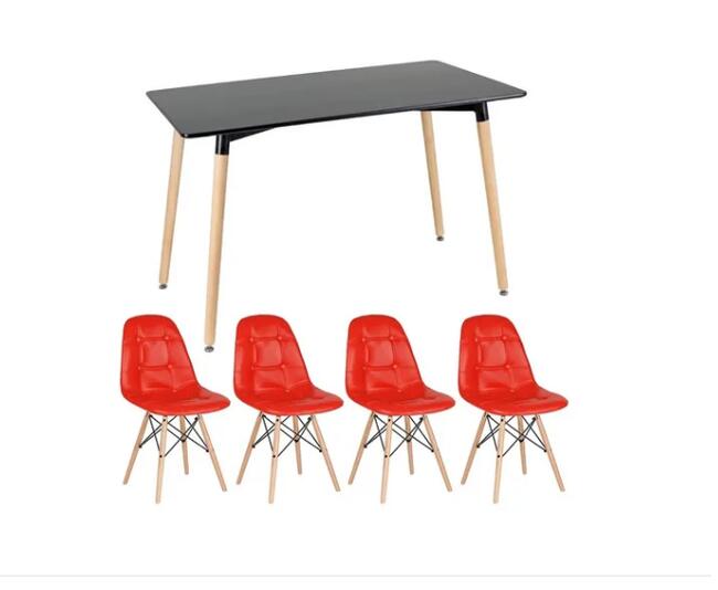 MESA DE JANTAR LAQUEADA + 04 CADEIRAS +MESA DE CABECEIRA