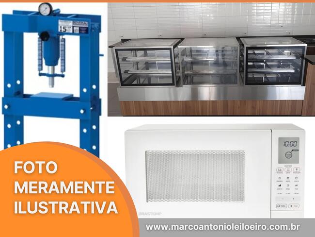 PRENSA HIDRÁULICA 15T |  VITRINE DE METALON | FORNO MICROONDAS BRASTEMP 30 L