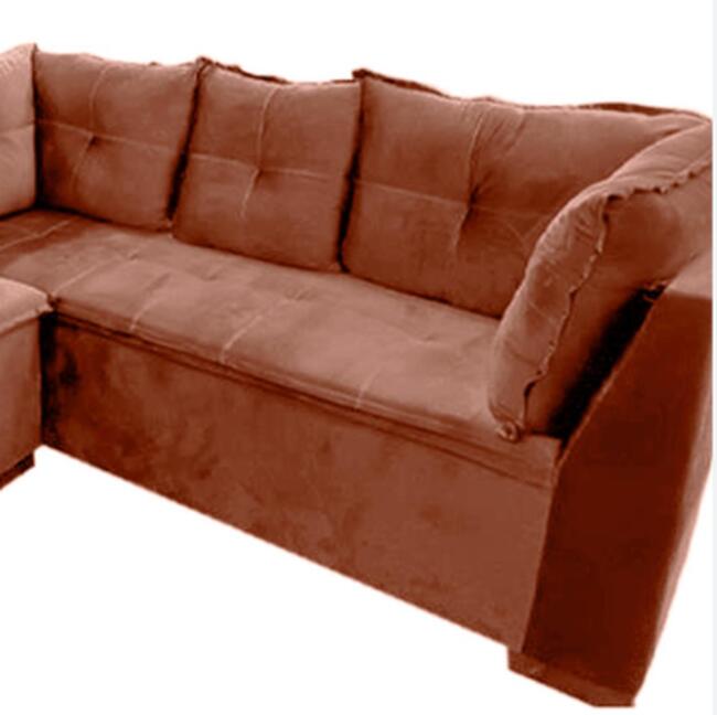 SOFÁ DE CANTO | MÓDULO 3 PEÇAS | MARROM | TECIDO EM VELUDO