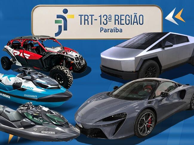 LEILÃO DO TRT13 - VEÍCULO UTV, MOTOS AQUÁTICAS, MCLAREN ARTURA SPIDER e TESLA CYBERTRUCK