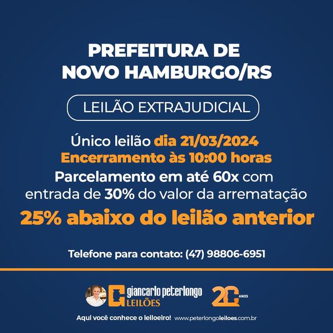 LEILÃO DE IMÓVEIS DA PREFEITURA DE NOVO HAMBURGO/RS