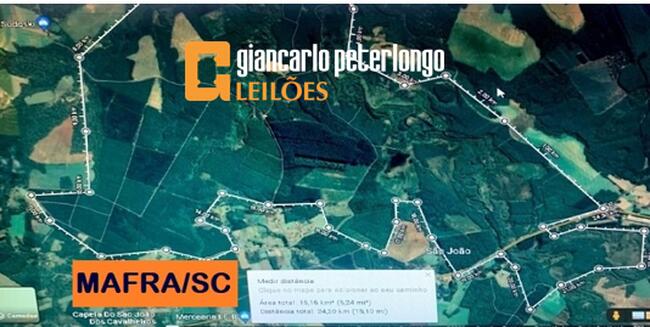 LEILÃO JUDICIAL DE TERRENO RURAL COM ÁREA DE 87.725 m² - EM MAFRA/SC
