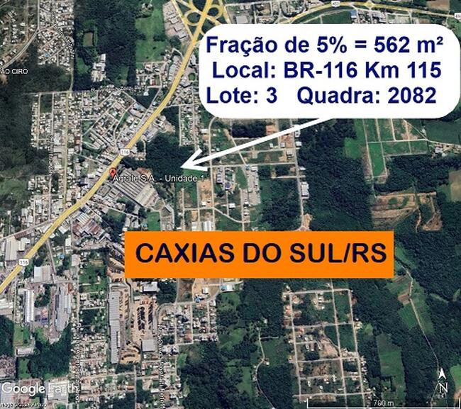 LEILÃO JUDICIAL DE FRAÇÃO IDEAL DE 5% DE TERRENO - EM CAXIAS DO SUL/RS