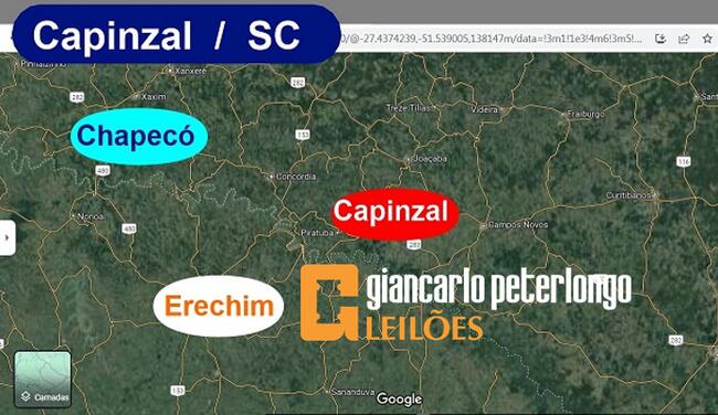 LEILÃO JUDICIAL DE TERRENO RURAL - EM CAPINZAL/SC
