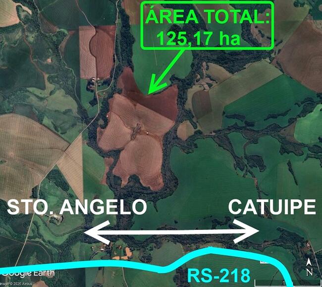 LEILÃO JUDICIAL DE UMA FRAÇÃO DE TERRAS COM AREA DE APROXIMADAMENTE 1.251.732m2 (125,17 ha) EM CATUÍPE/RS