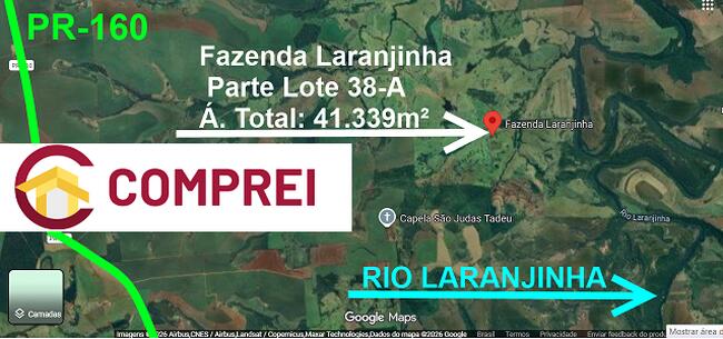 VENDA DIRETA DE ÁREA DE  TERRAS C/  41.339 M² - FAZENDA LARANJINHA - CORNÉLIO PROCÓPIO/PR