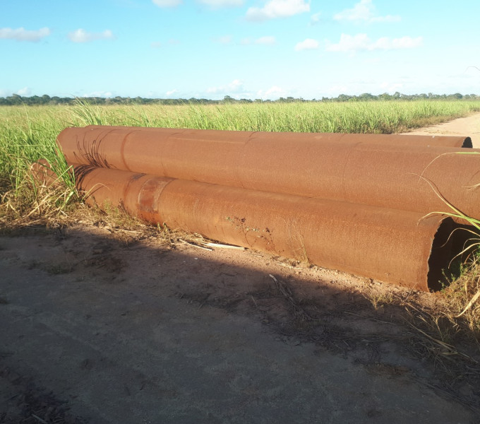 Adutora em aço carbono, diametro de 24", espessura 3/8", 700,39m