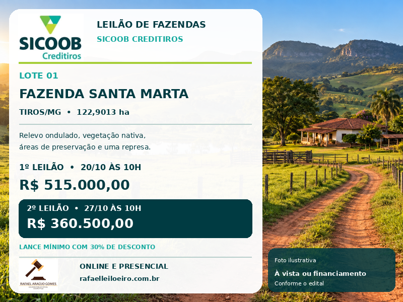 Imagem do imóvel Fazenda Santa Marta - Área: 122,9013 Hectares, Conforme A Matrícula Nº 7.211 Cri Tiros/mg