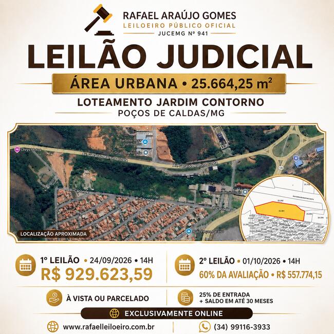 ÁREA DE APROXIMADAMENTE 25.664,25M² EM POÇOS DE CALDAS/MG - PROCESSO Nº 5001029-97.2019.8.13.0518