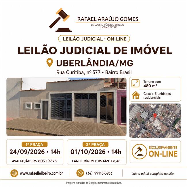 Foto de IMÓVEL À RUA CURITIBA Nº 577 COM TODAS BENFEITORIAS EXISTENTES - 8ª VARA CÍVEL UBERLÂNDIA/MG - PROCESSO 0329189-87.2013.8.13.0702