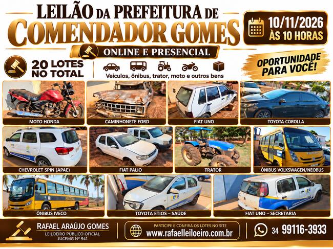 RENOVAÇÃO DE FROTA DA PREFEITURA DE COMENDADOR GOMES/MG