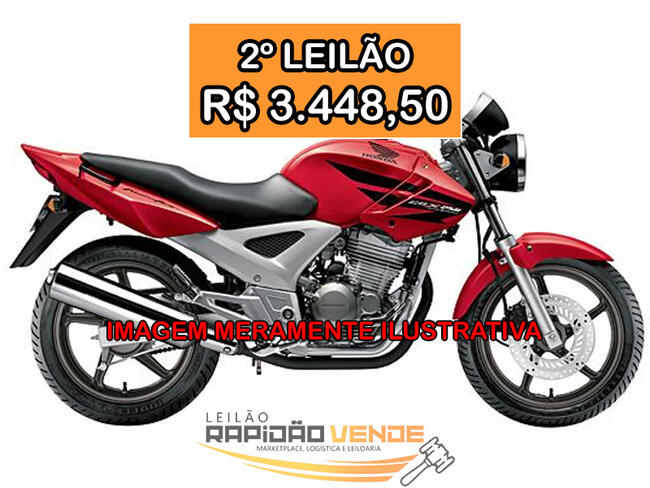 ******** LEILÃO 1966 ******** 1ª VARA CÍVEL GOIATINS-TO. MOTO HONDA CBX-250 TWISTER  ANO 2002 **PAGAMENTO PARCELADO** ENTRADA DE 25% + 06 PARCELAS MENSAIS. **R$3.448,50 NO 2º LEILÃO**