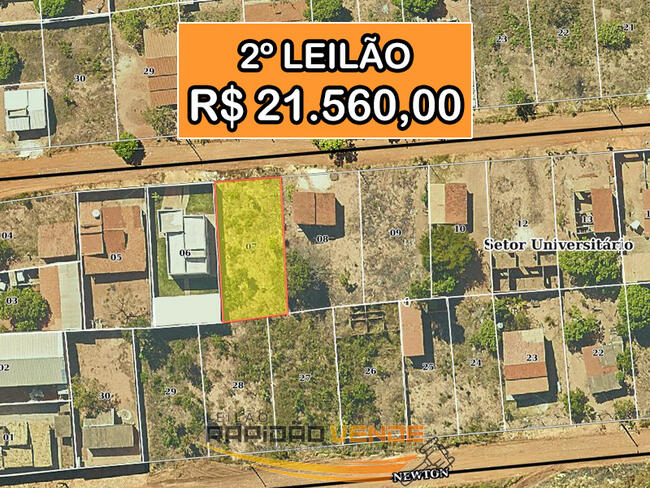******* LELÃO 1986-1 ******* 1º VARA CÍVEL DE GUARAÍ-TO. LOTE RESIDENCIAL COM 392M2 LOCALIZADO NO MUNICÍPIO DE ARAGUAÍNA/TO NO SETOR UNIVERSITÁRIO. **PAGAMENTO PARCELADO** ENTRADA DE 25% + 30 PARCELAS MENSAIS. **R$21.560,00 NO 2º LEILÃO**