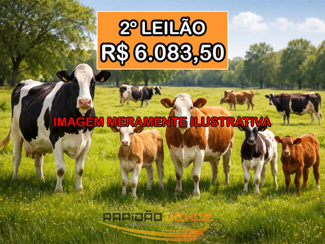 ******** LELÃO 1995 ******** 1º VARA CÍVEL DE ANANÁS-TO. 02 VACAS, 02 NOVILHAS E UM NOVILHO. LOCALIZADO NO MUNICÍPIO DE RIACHINHO/TO. ****PAGAMENTO A VISTA**** NÃO PERCA, CADASTRE-SE **R$ 6.083,50  NO 2º LEILÃO**
