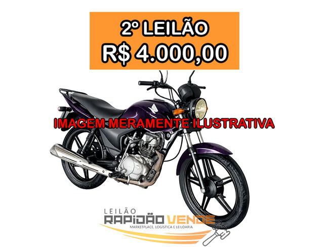 ******* LEILÃO 19113 ******* 2ª VARA DO TRAB. DE PALMAS. HONDA CG 125 FAN - ROXA. LOCALIZADA NO MUNICÍPIO DE PORTO NACIONAL-TO. **PAGAMENTO À VISTA **  **R$4.000,00 NO 2º LEILÃO**