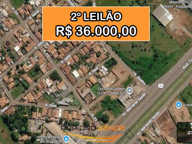 ******* LEILÃO 19114 ******* 1ª V. DE EXEC. FISCAIS E SAÚDE PÚBLICA DE ARAGUAÍNA-TO. LOTE SETOR JOSÉ FERREIRA. LOCALIZADO NO MUNICÍPIO DE ARAGUAÍNA-TO.  **PAGAMENTO PARCELADO** ENTRADA DE 25% + 30 PARCELAS MENSAIS.  *R$36.000,00 NO 2º LEILÃO*