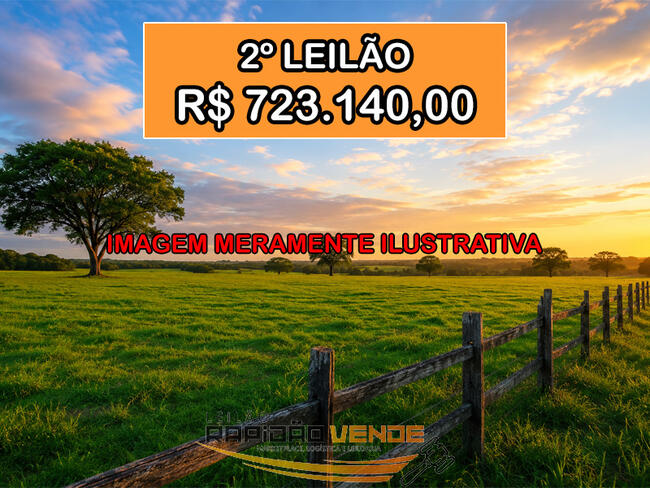 ******* LEILÃO 19121 ******* 1ª ESCR. CÍVEL DE GOIATINS. FAZENDA COM 200 HECTÁRES. LOCALIZADA NO MUNICÍPIO DE GOIATINS-TO. **PAGAMENTO PARCELADO** ENTRADA DE 25% + 30 PARCELAS MENSAIS. *R$723.140,00 NO 2º LEILÃO*