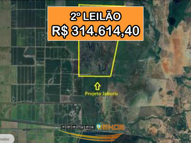 ******** LEILÃO 2388 ******** 1ª VC  FALÊNCIAS E RECUP. JUDICIAIS DE GURUPI-TO. FAZENDA MOD E-07 DO PROJETO RIO FORMOSO. EM  FORMOSO DO ARAGUAIA-TO.  PAGAMENTO PASSÍVEL DE PROPOSTA DE PARCELAMENTO  *R$314.614,40  NO 2º LEILÃO*