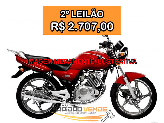 ****** LEILÃO 19130-3 ****** 1ª V. DE AUGUSTINÓPOLIS-TO. MOTOCICLETA SUZUKI 125 YES ANO 2008 COR VERMELHA. LOCALIZADA NO MUNICÍPIO DE AUGUSTINÓPOLIS-TO. **PAGAMENTO PARCELADO** ENTRADA DE 25% + 03 PARCELAS MENSAIS. **2.707,00 NO 2º LEILÃO**