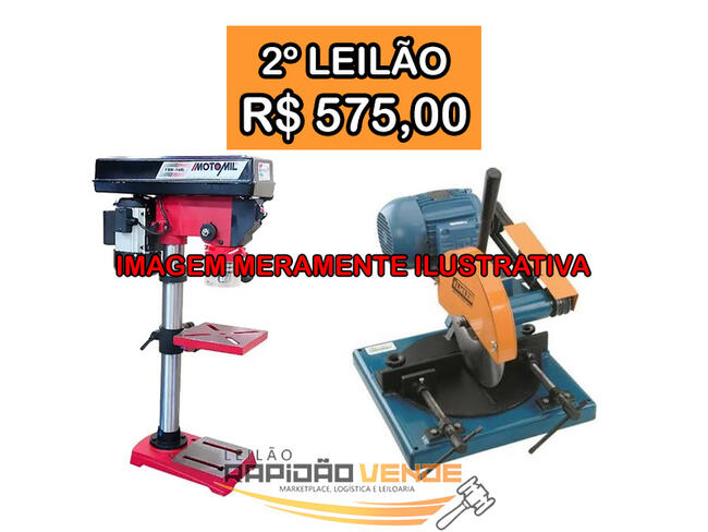 ******* LEILÃO 19131 ******* 1ª V. DO TRAB. DE ARAGUAÍNA. UMA POLICORTE E UMA FURADEIRA DE BANCADA. LOCALIZADA NO MUNICÍPIO DE ARAGUAÍNA-TO. **PAGAMENTO À VISTA **  ** **R$ 575,00 NO 2º LEILÃO**
