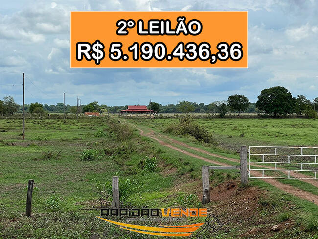 ******** LEILÃO 2373 ******** 1º V.CÍVEL FAL. RECUP GURUPI. ÓTIMA FAZENDA COM DUPLA APTIDÃO COM 717 HA. LOCALIZADA EM FORMOSO DO ARAGUAIAIA-TO. **PAGAMENTO PARCELADO** ENTRADA DE 25% + 30 PARCELAS MENSAIS.  *R$5.190.436,36 NO 2º LEILÃO*