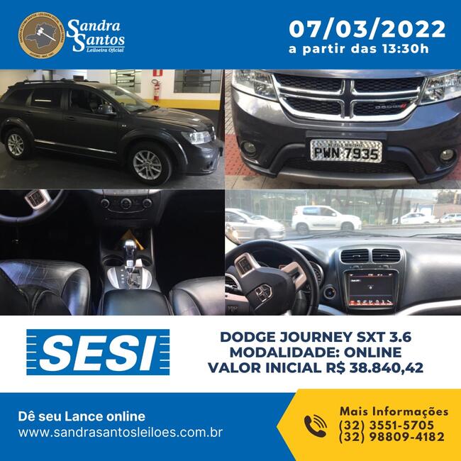 LEILÃO SESI FIEMG - DODGE JOURNEY SXT 3.6 - ANO 2015