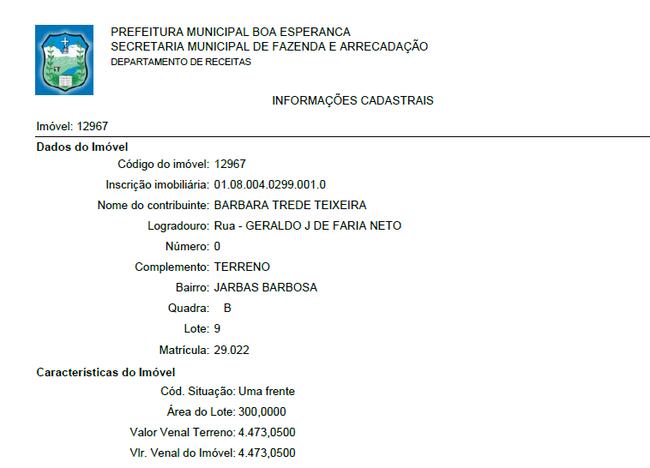 Lote | C/ 300 M² | Boa Esperança , localizado em Boa Esperança - MG