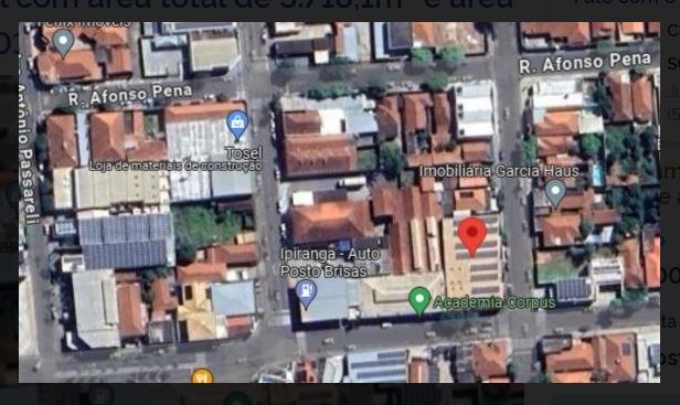 Imóvel comercial com área total de 3.718,1m² e área construída de 3.018,49m²