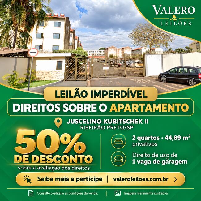APARTAMENTO COM VAGA NO CONJUNTO HABITACIONAL JUSCELINO KUBITSCHEK – RIBEIRÃO PRETO/SP